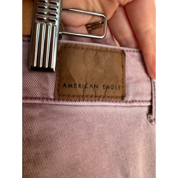 American Eagle Women’s 12 Stretch Skater Jeans High Rise Wide Leg Purple Denim - Picture 11 of 13